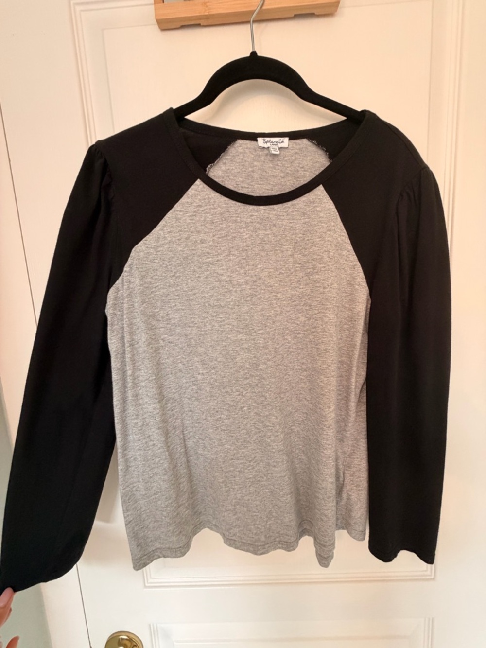 Splendid Black and Heather Gray Raglan Tee